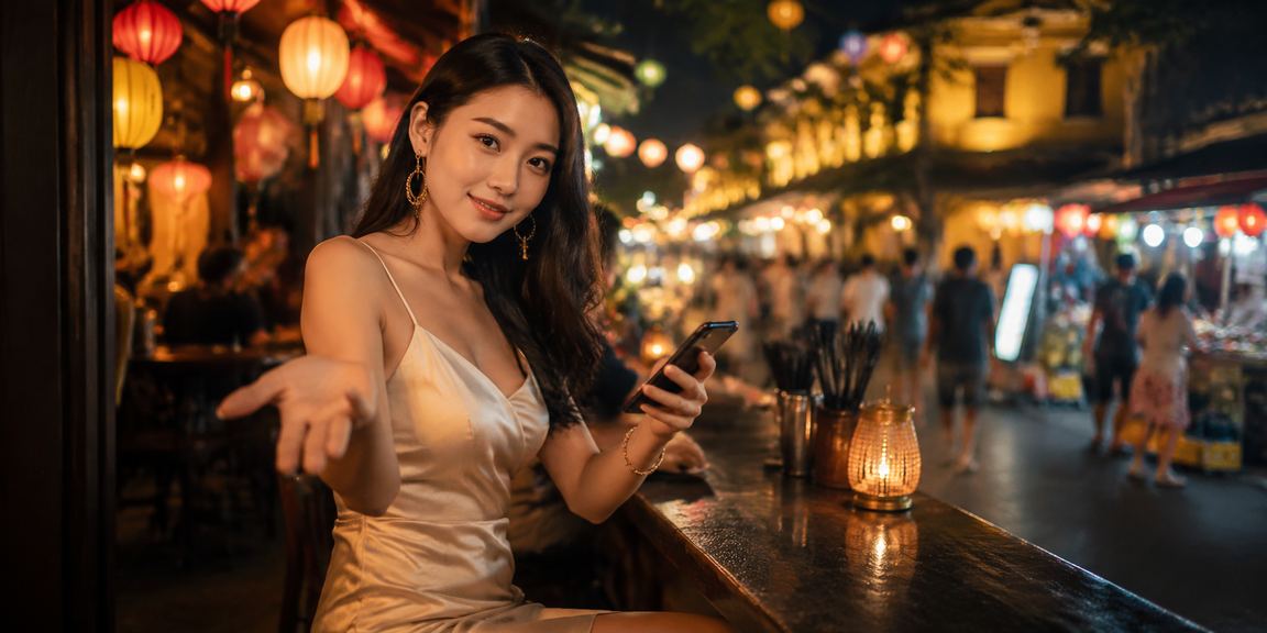 Người xem và trải nghiệm sự kiện qua điện thoại tại Hội An